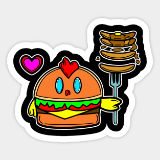 Pancake Breakfast Baby Chick Cheeseburger Sticker